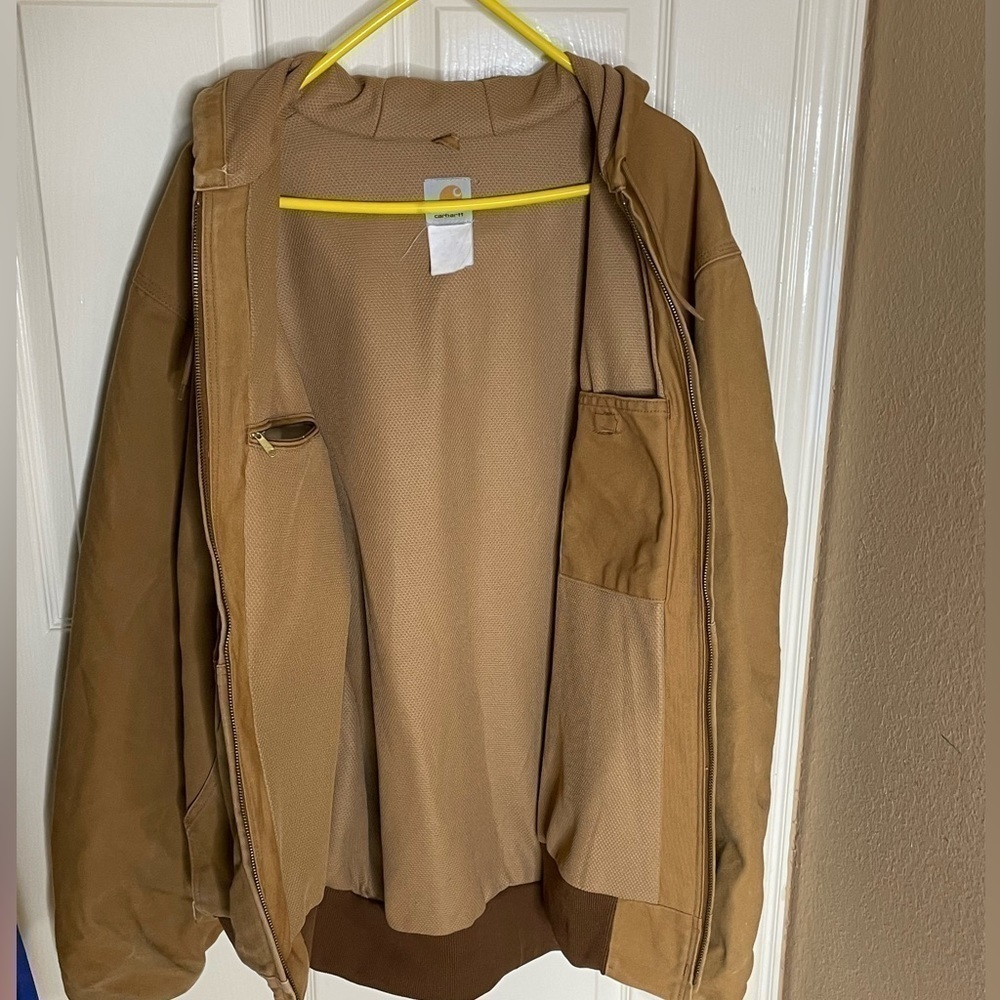 Carhartt Active Jacket Y2K Mesh Lined Full-Zip Hooded Coat, Brown Tan, Mens XL   - Picture 5 of 14